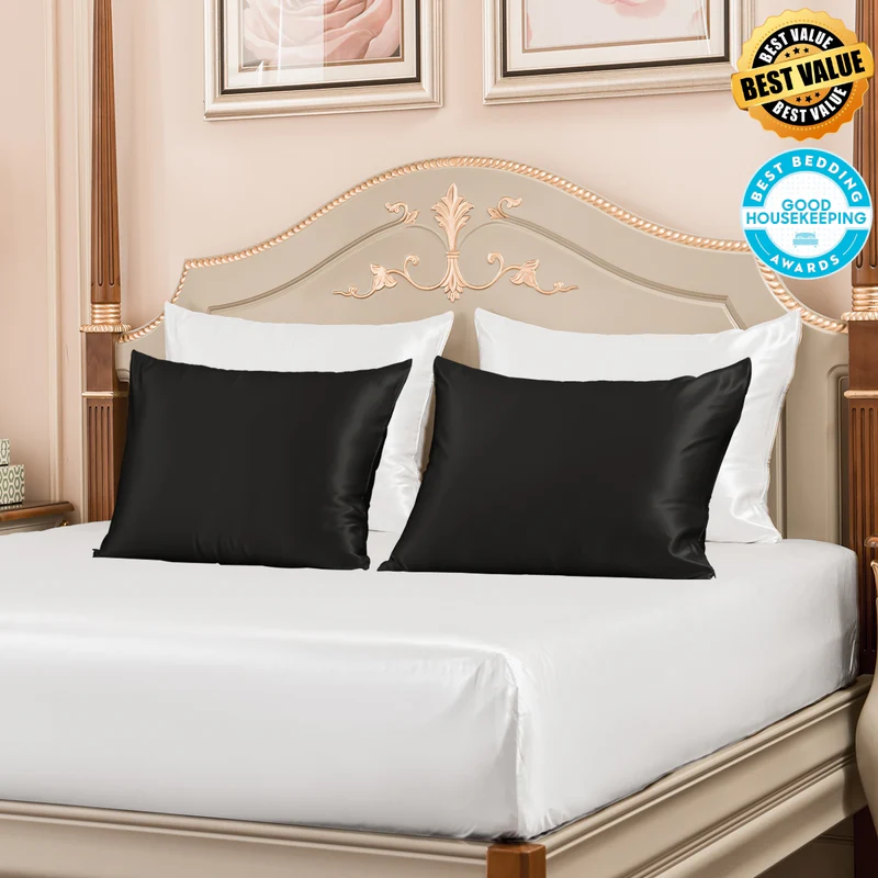 Promeed supportive bed pillows styled on a cozy neutral bedroom bed