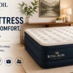 The Ultimate King Koil Air Mattress Guide: Comfort for Guests, Camping, and Easy Storage 3 King Koil air mattress with built-in pump displayed in a stylish bedroom, featuring premium comfort, durable construction, and a plush sleep surface for guests, travel, and everyday use.