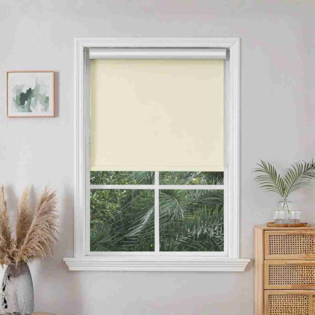 Buy Joydeco Beige Roller Shades Joydeco Beige Custom Classic Blackout Roller Shades for a clean nursery.