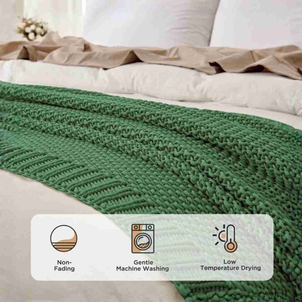 Order Joydeco Chunky Knit Throw oydeco Forest Green Chunky Cable Knit Throw Blanket in a cozy nook.