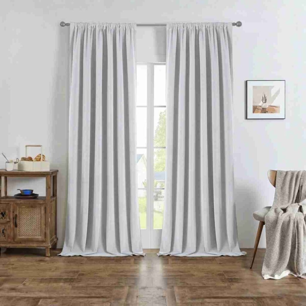 Shop Joydeco Ivory White Velvet Curtains Ivory White Joydeco custom velvet curtain in a bright, modern nursery.