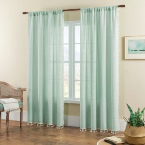 Joydeco Light Green Boho Curtains For Natural Fresh Style