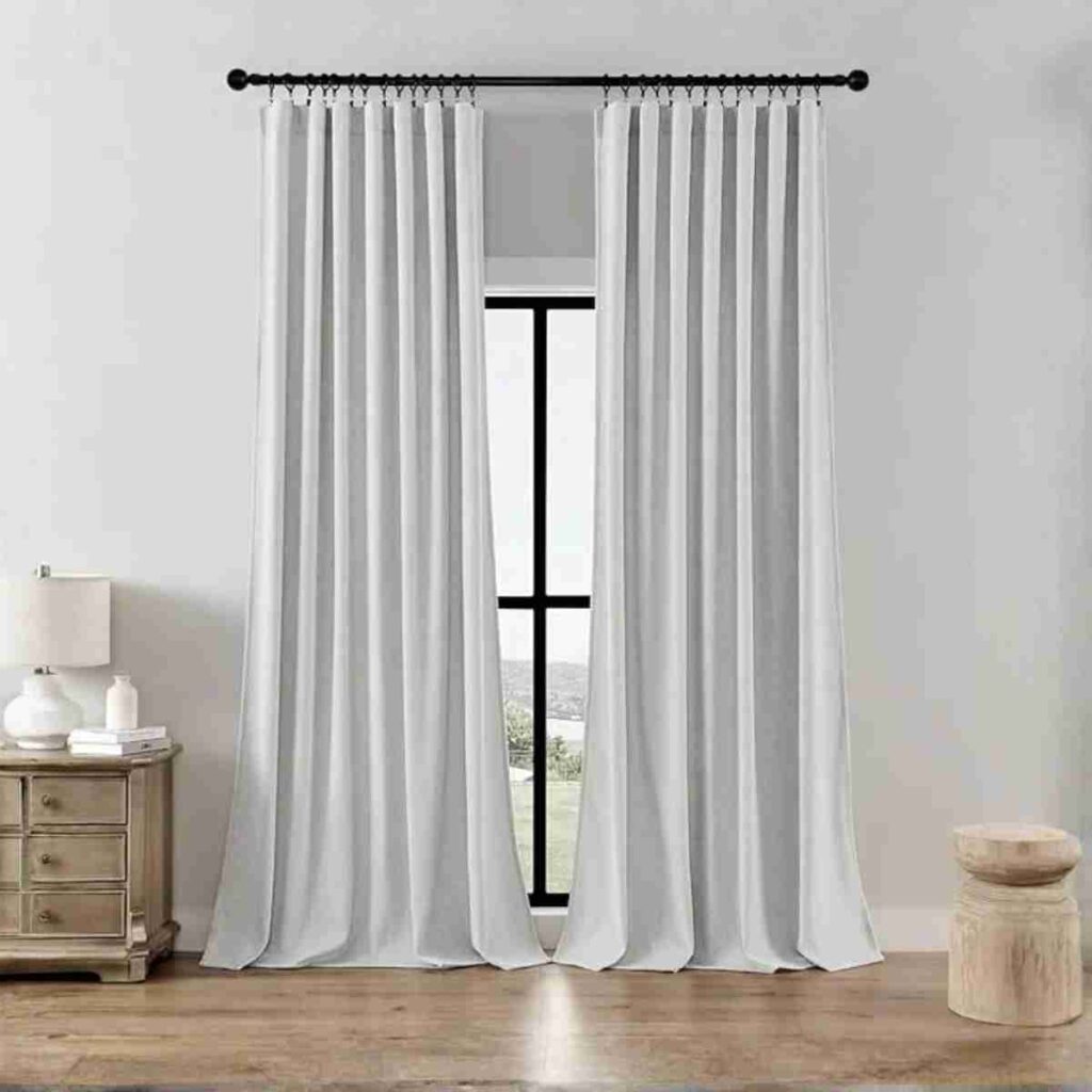 Order Joydeco Pistachio Shell Linen Curtains Joydeco Pistachio Shell custom linen light filtering curtain in a bright office.
