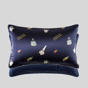 Promeed patterned kids silk pillowcases navy blue soft smooth bedding