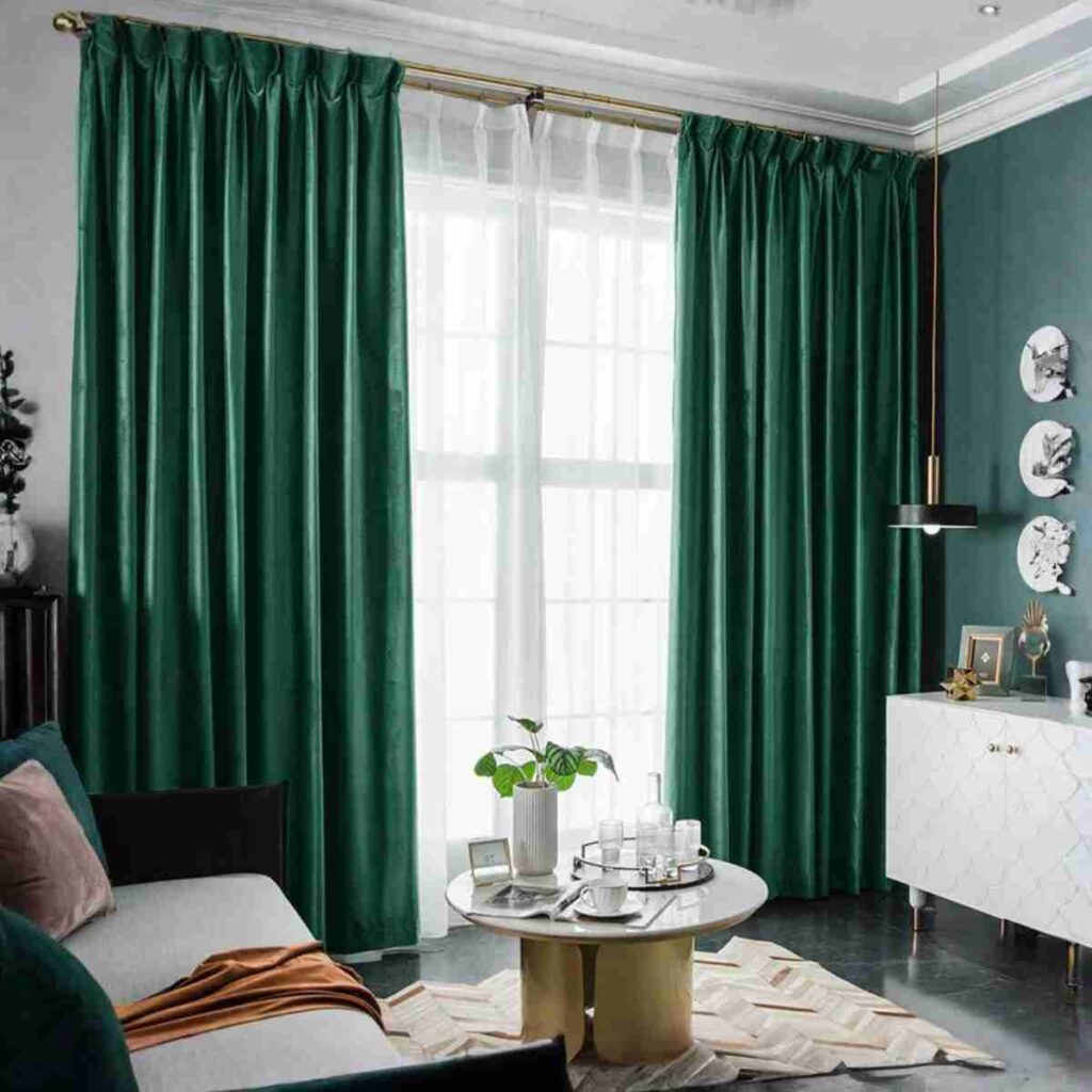 Antique green velvet blackout curtains for rich elegant interiors antique green velvet blackout curtains luxury soft elegant window drapes