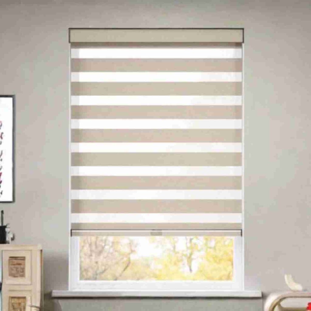 Beige zebra day night shades soft neutral light control beige zebra shades dual layer light filtering modern window blinds