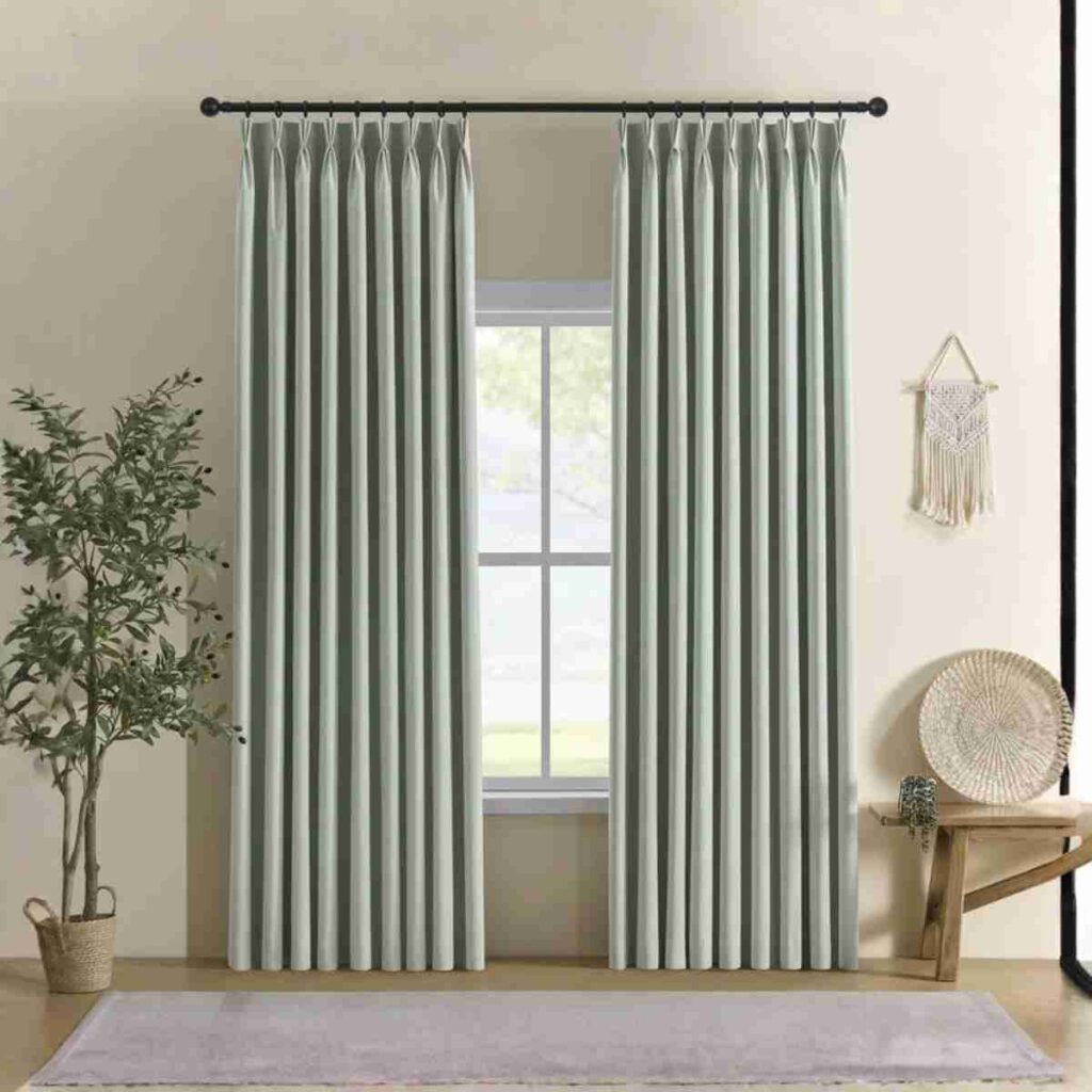 Vintage green linen blackout curtains with natural calming tone vintage green linen blackout curtains soft natural tone elegant window panels