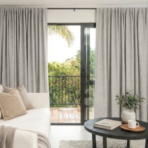 Joydeco functional home product display showcasing a durable alder off white curtain installed over a clean layout.
