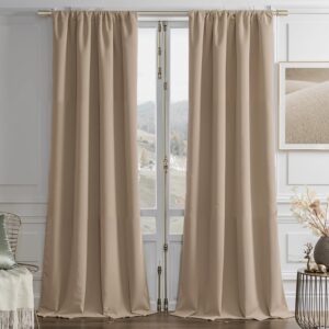 Sleek architectural setup showcasing the smooth horizontal profiles of an integrated beige velvet blackout curtains setup.