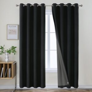 Clean interior visual presentation showing how black faux linen curtains seamlessly dress a living room layout.