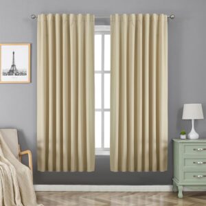 Nicely decorated event space or residential photography corner utilizing a premium set of beige back tab curtains.