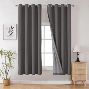 Close-up macro shot accenting the rich textile texture and precise tailoring details of a durable dark grey back tab curtains.