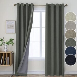 Textured blackout linen dark grey window treatment with premium faux linen fabric by Joydeco.