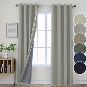 Textured blackout linen greyish white window treatment with premium faux linen fabric by Joydeco.