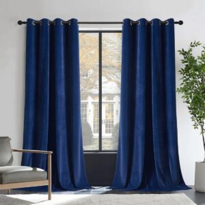 Premium Joydeco window treatment setup displaying elegant velvet curtains royal blue in natural daylight.