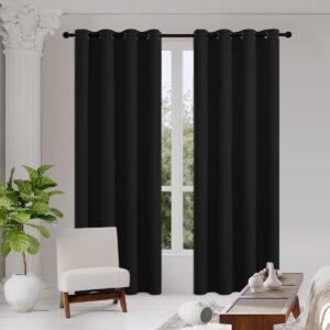 Sleek architectural living zone highlighting how a high-quality set of blackout drapes black offers complete glare protection.