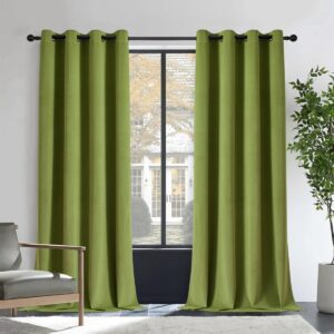 A peaceful master suite window setting showcasing high-quality velvet curtains moss green drawn neatly together.