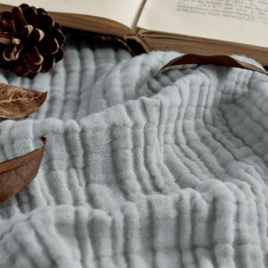 Close-up macro shot accenting the intricate weave and soft tactile surface detailing of a durable breathable throw blanket grey.