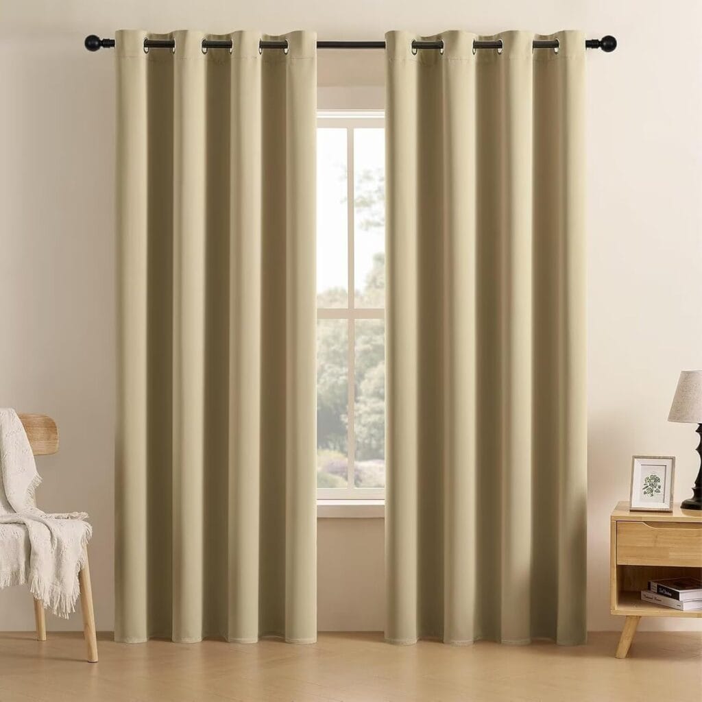 Window Treatments 47 Joydeco room darkening joydeco blackout beige 2-panel window curtains block out harsh sunlight elegantly.