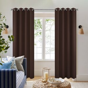 Joydeco thermal-insulated energy efficient long curtains in joydeco blackout chocolate for a cozy living space.