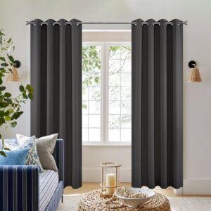 Joydeco room darkening joydeco blackout dark grey 2-panel window curtains block out harsh sunlight elegantly.