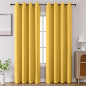 Elegant joydeco blackout lemon window drapery set featuring premium soundproof and thermal insulation.