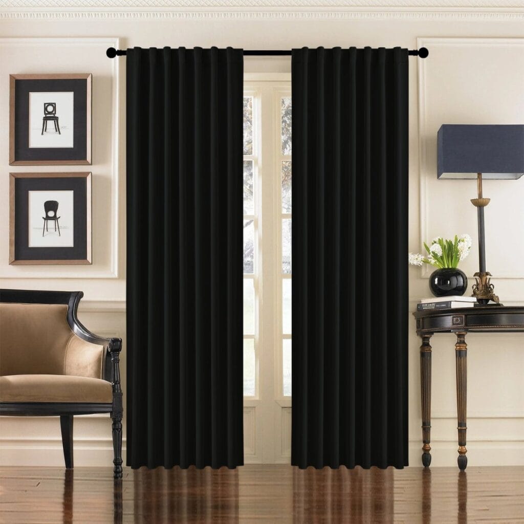 Joydeco heavy-duty fabric window treatment presenting elegant thermal curtain black styling in a modern space.