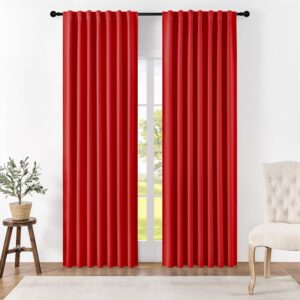 Close-up macro display highlighting the soft touch texture and precise hem of a clean thermal curtains red set.