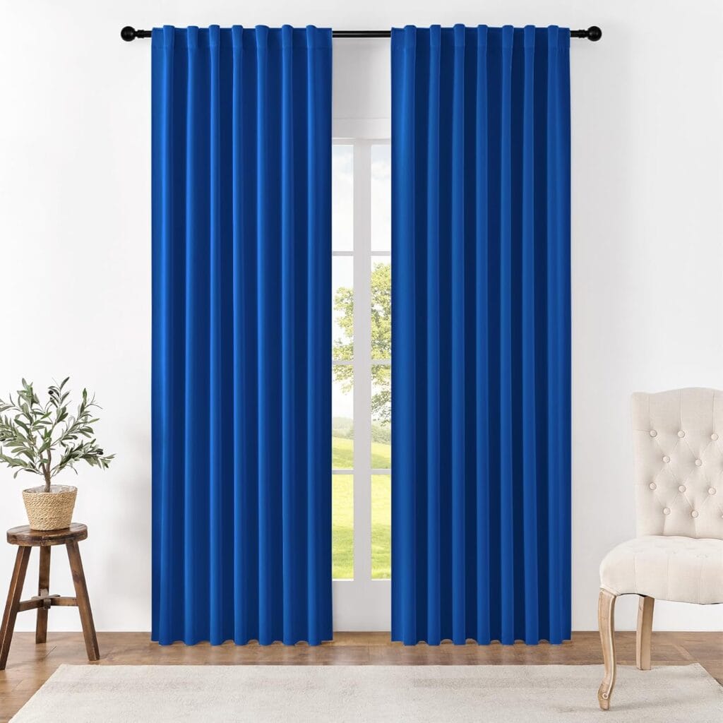Joydeco heavy-duty fabric window treatment presenting elegant thermal curtains royal blue styling in a modern space.