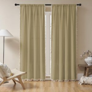 Polished farmhouse layout showing how premium khaki boho sheer curtains gracefully filter daylight into a reading nook.
