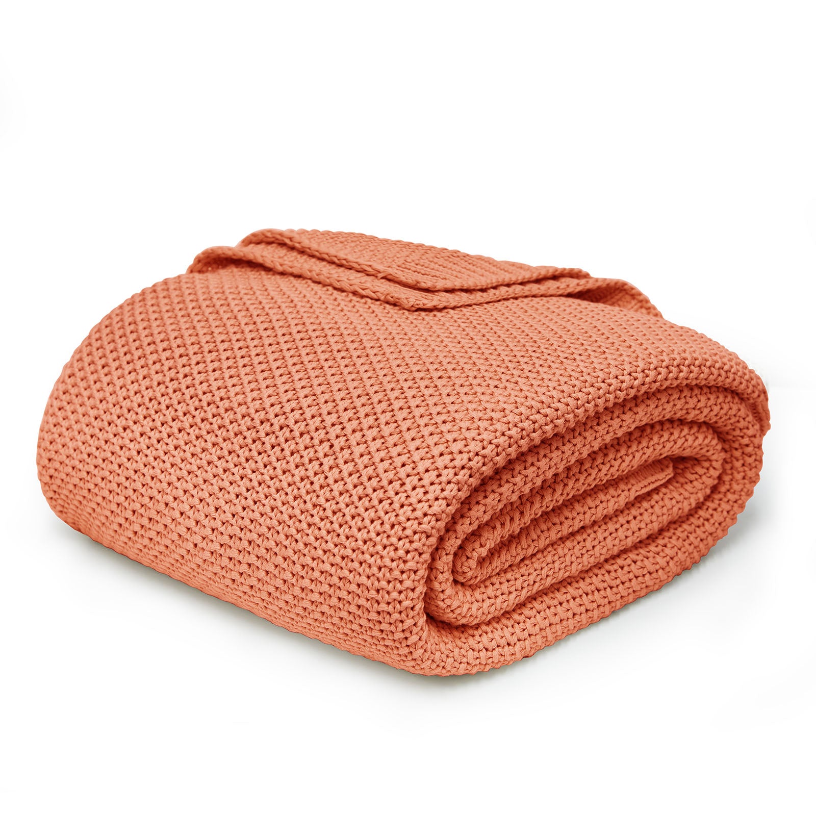 Joydeco Chunky Cable Knit 100% Cotton Cozy Twin Throw Blanket - Burnt Orange 1 A decorative home layout emphasizing a beautiful cozy knit blanket burnt orange laid down neatly across an elegant entryway corridor.