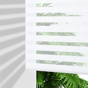 Joydeco decorative floor space highlighting a premium light control blinds white stretched clean down a high-traffic hallway entryway.