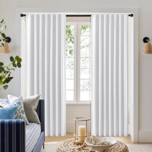 Close-up clean view showcasing the heavy fall and soft tactile grain of a custom white curtains back tab panel.