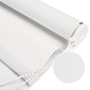 Joydeco window treatment option featuring white blackout roller shades to block bright afternoon sun.