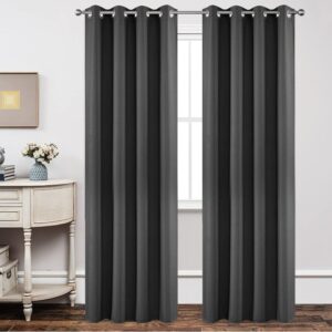 Sleek contemporary home office frame showcasing the smooth look of an integrated blackout dark grey curtain.