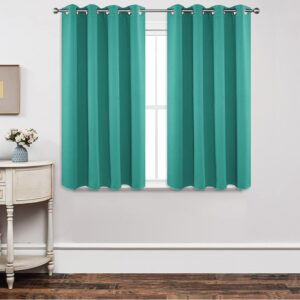 Sleek contemporary home office frame showcasing the smooth look of an integrated blackout peacock blue curtain.