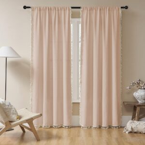 Sleek architectural window frame showcasing how custom pink boho curtain provide excellent daily coverage.