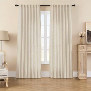A polished residential space styled beautifully with a high-quality natural linen curtain filtering daylight.