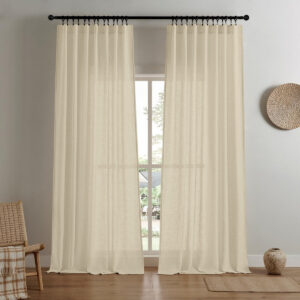 Sleek tool-free window decoration presenting the clean horizontal profile of a specialized linen curtain pistachio shell.
