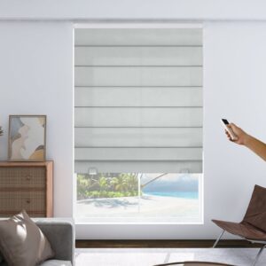 Nicely dressed private reading room window featuring the smooth horizontal profile of a custom roman shade blackout white.