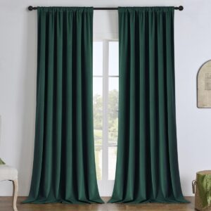 Polished contemporary floor space displaying a high-quality blackout curtain hunter green styled neatly along a hallway window.