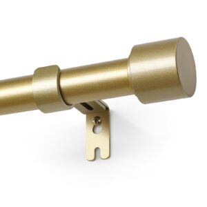 Close-up macro view focusing on the fine hardware craftsmanship and smooth metallic profile of a durable modern gold curtain rod.