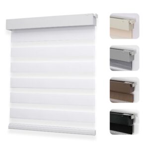 Zebra Shades 16 Sleek architectural setup showcasing the smooth horizontal profiles of an integrated no drill zebra shades white setup.
