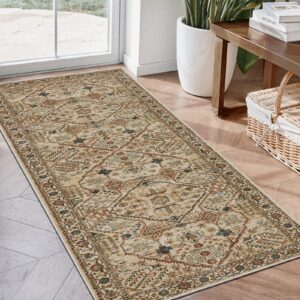 Joydeco soft textiles showcase featuring a premium quality washable runner rug tan loosely folded over a contemporary sofa frame.