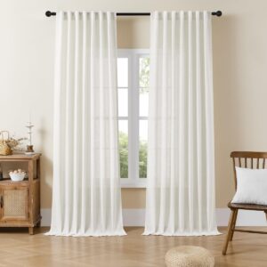 Joydeco functional home decor presentation showcasing linen curtains off white in bright midday illumination.
