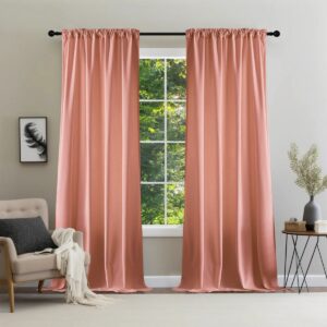 Joydeco heavy-duty fabric presentation highlighting velvet pink blackout in a cozy living room.
