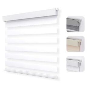 Polished contemporary layout showcasing how an integrated zebra blind off white setup delivers instant shade control.
