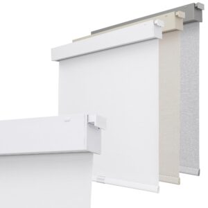 Sleek tool-free window decoration presenting the clean horizontal profile of a specialized blackout shade off white.