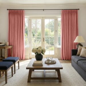 Sleek architectural space highlighting how an integrated darkening curtain pink installation handles incoming reflections gracefully.