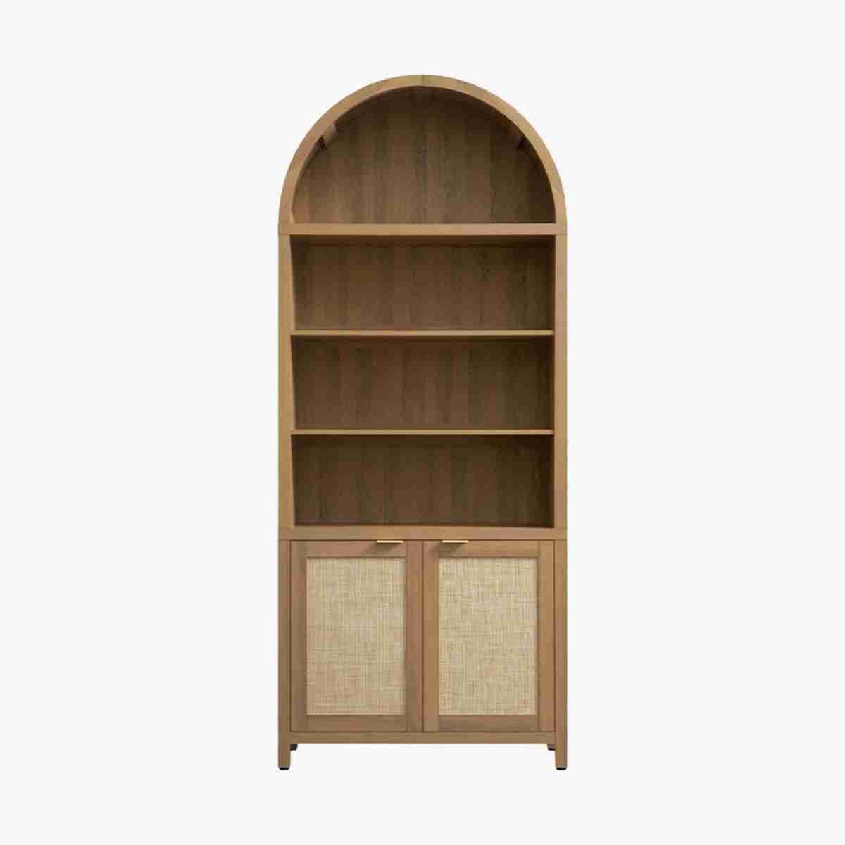 Sicotas Savanna Reclaimed Caramel Oak Arched Bookcase 1 Beautifully designed arched bookcase caramel for home libraries.